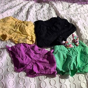 Kids Shorts bundle 4piece - Yellow, Black, Purple, Green great condition